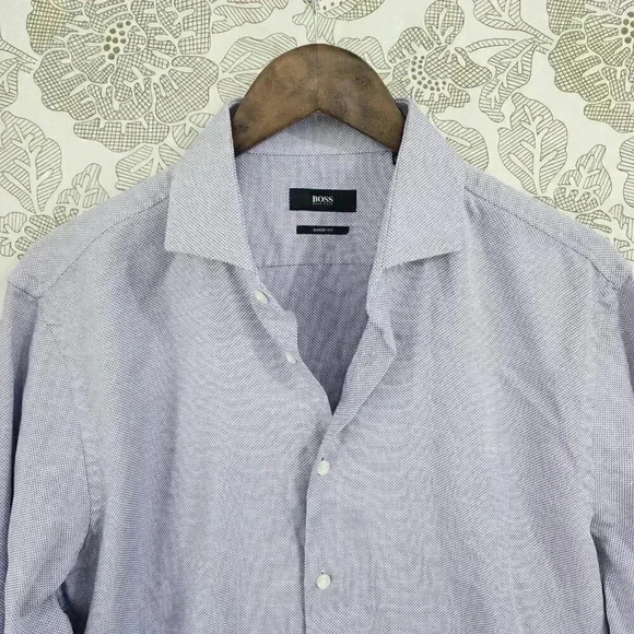 Hugo Boss Button down Long sleeve Dress Shirt Men's Size 16 Patterned 8959 - Picture 3 of 9